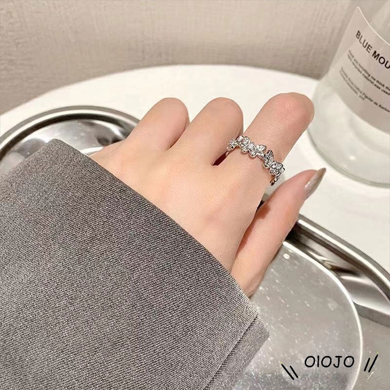 【COD】Cincin Model Terbuka Desain Kupu-Kupu Aksen Berlian Gaya Korea