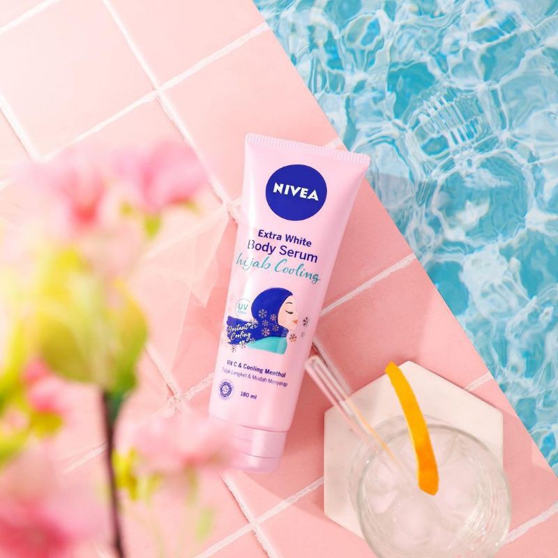 NIVEA Extra White Body Serum hijab Cooling 180ml -handbody serum hija