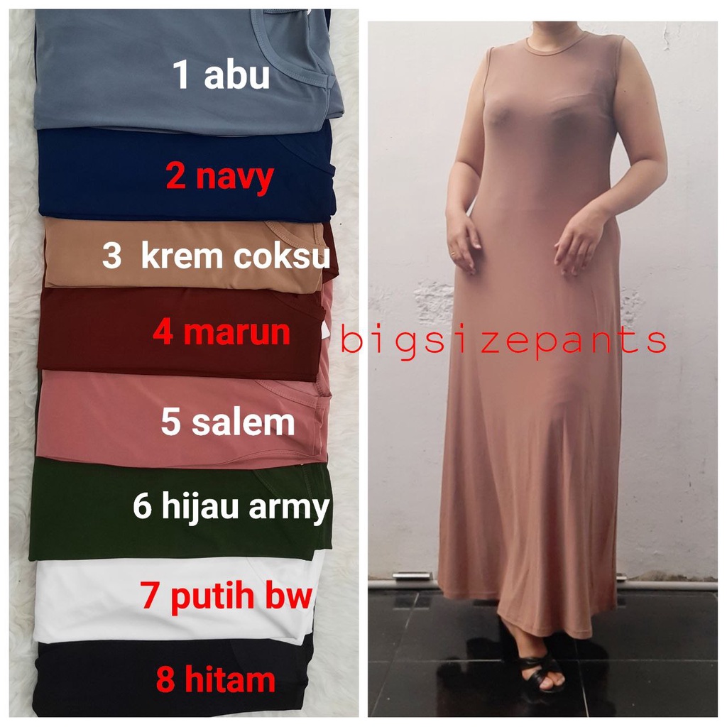 BIGSIZEPANTS - MANSET GAMIS TANPA LENGAN PREMIUM / MANSET TEBAL JERSEY / INNER KEBAYA / DALAMAN .