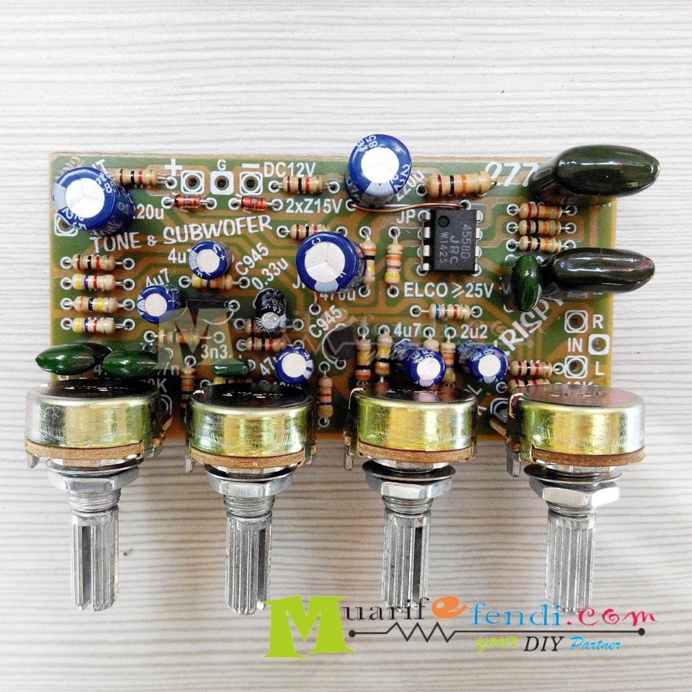 KIT Tone Control Mono subwoofer IC opAmp 4558 Treble subwoofer bass volume krispy 277