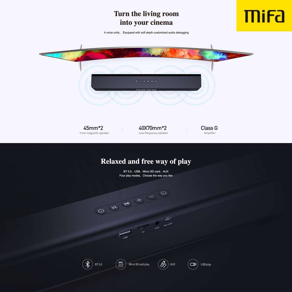 Mifa K3 Soundbar Mi TV Wired Wireless Bluetooth Speaker TWS