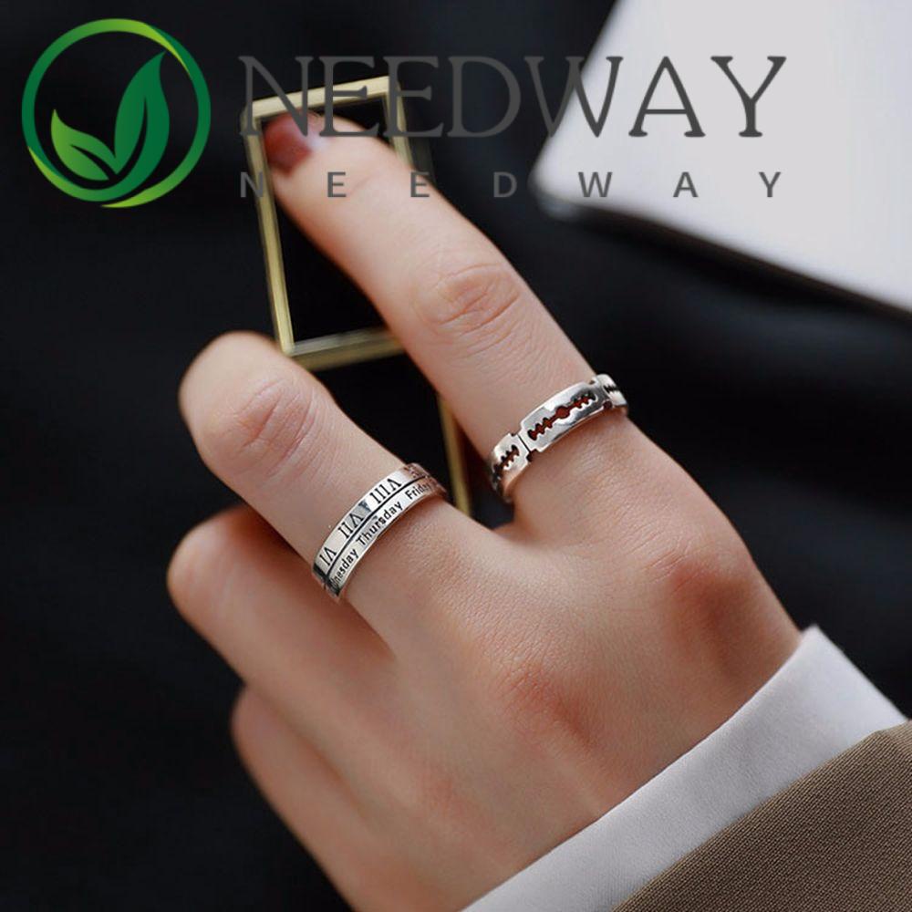 Needway  Cool Irregular Open Ring Exaggerated Couple Ring Heartbeat Ring Women Rock Punk Men Personality Alloy Jewelry Gift/Multicolor