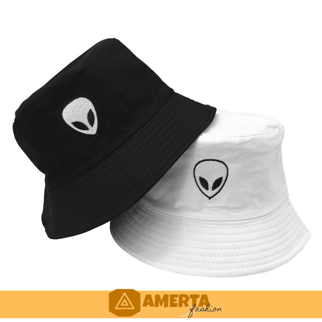 Topi bucket hat Bordir Alien / Bucket Bordir Fisherman Alien / Arshila_fashion