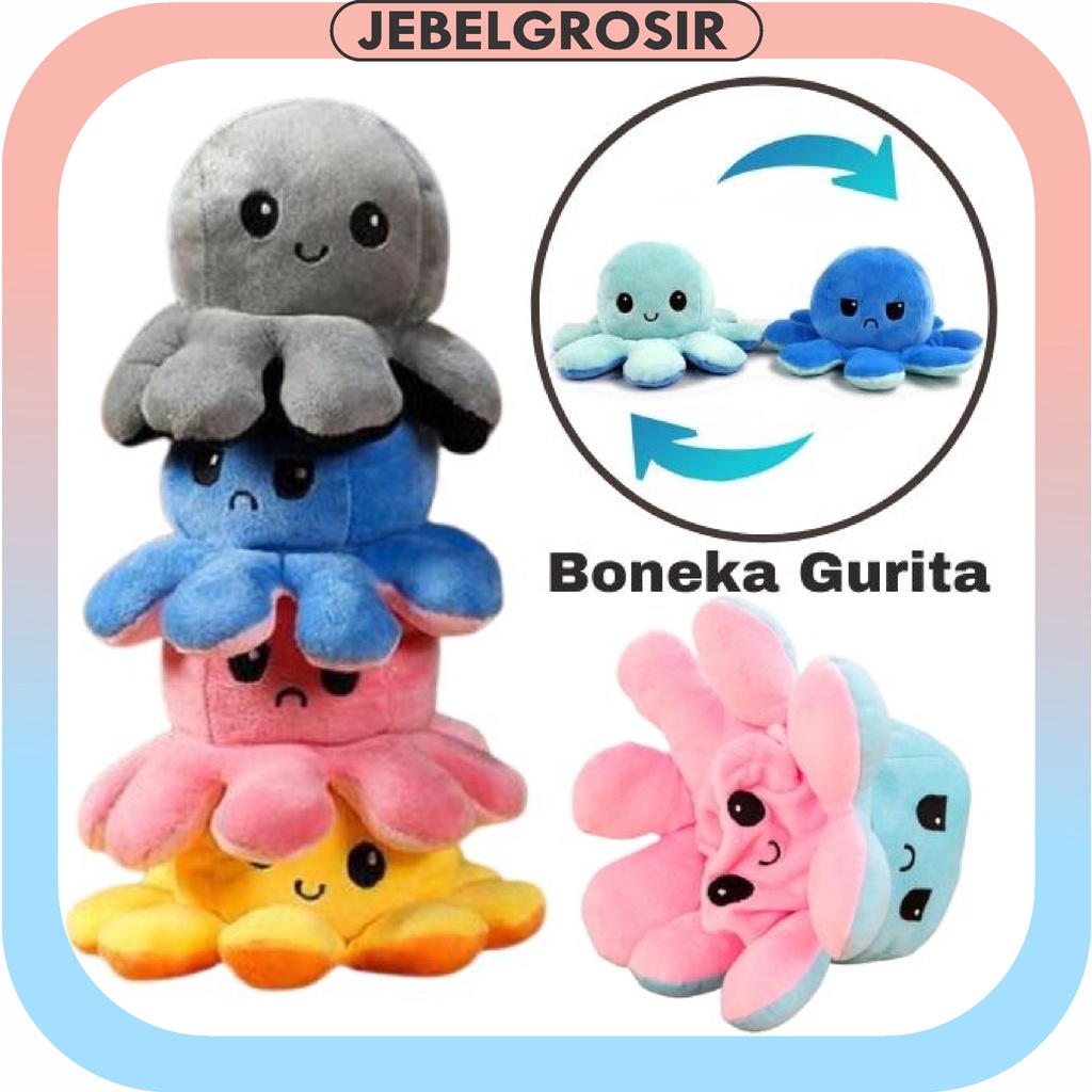 Boneka Gurita cumi Octopus Doll Berubah Bolak Balik Ekspresi RAINBOW PELANGI 18