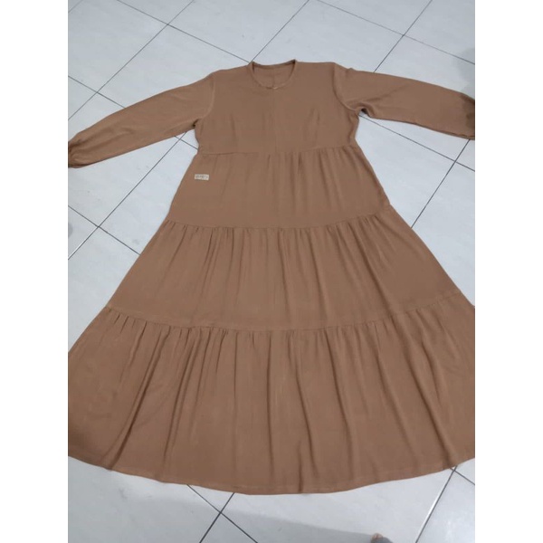 gamis rayon twill susun, canda midi dress