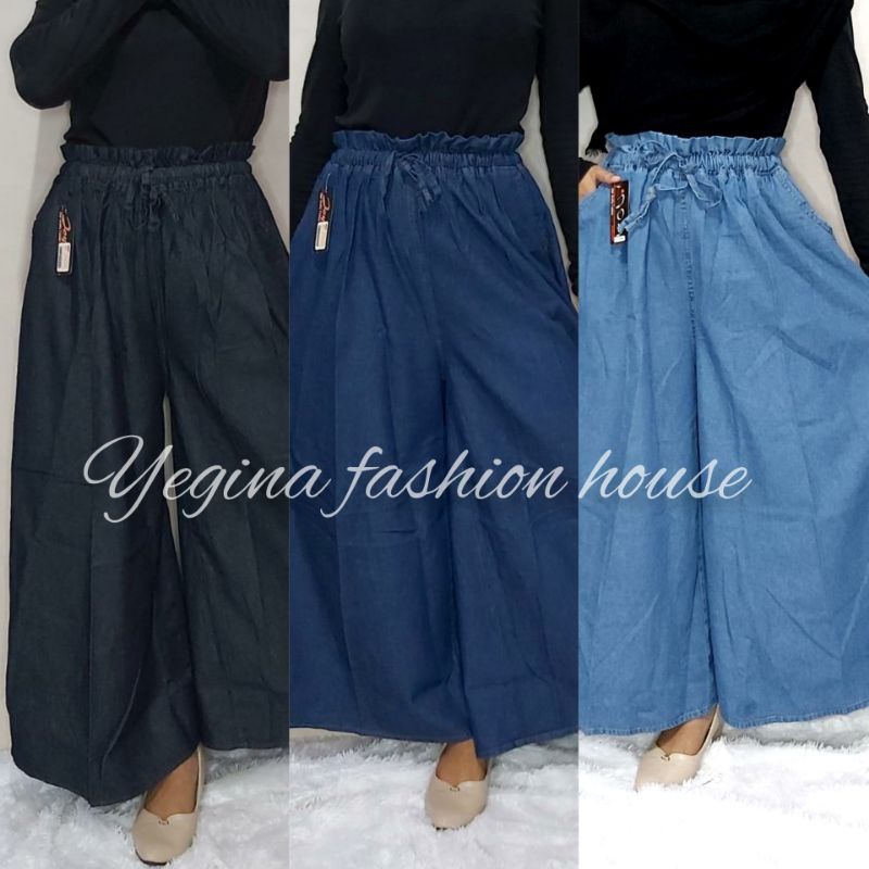 Yegina kulot jeans jumbo wanita model rawis umbrella/kulot snow