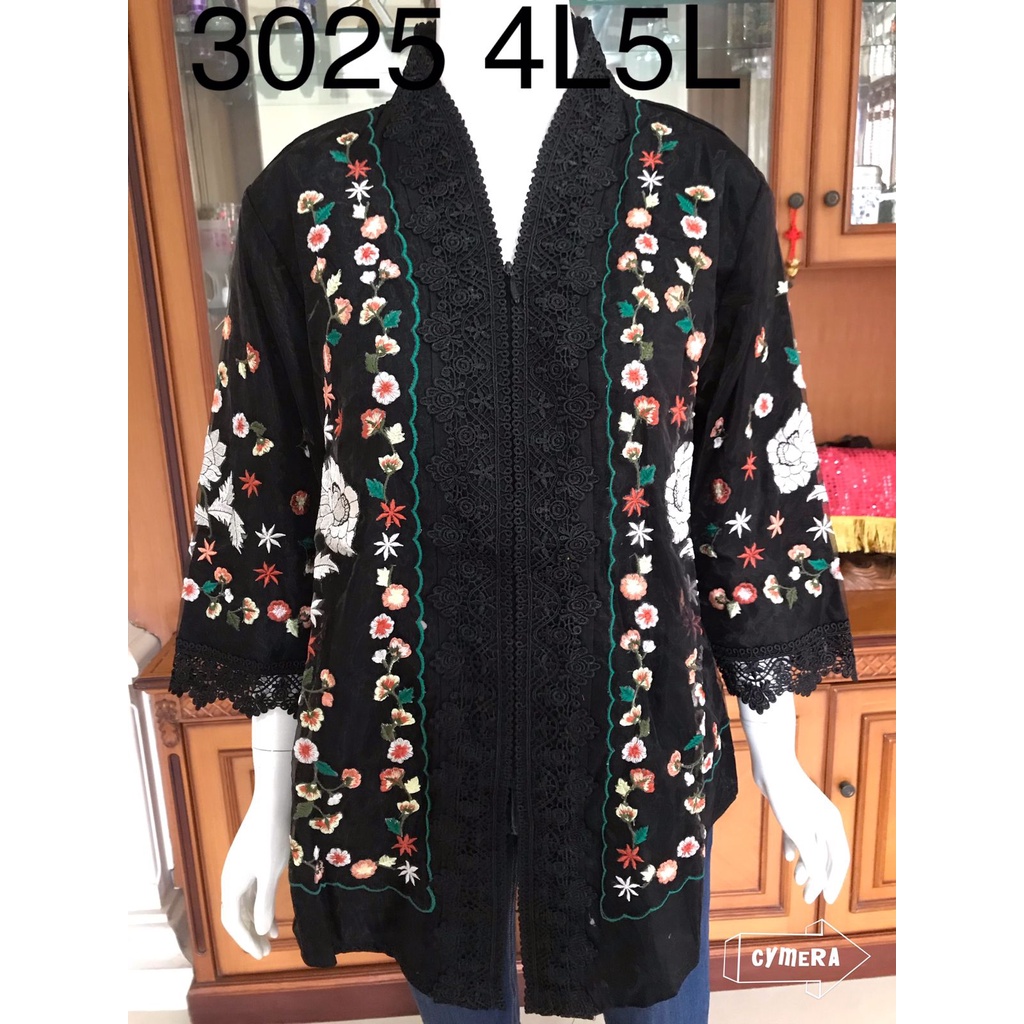 0662 kebaya alexuez bordir organdi hitam kombinasi brukat