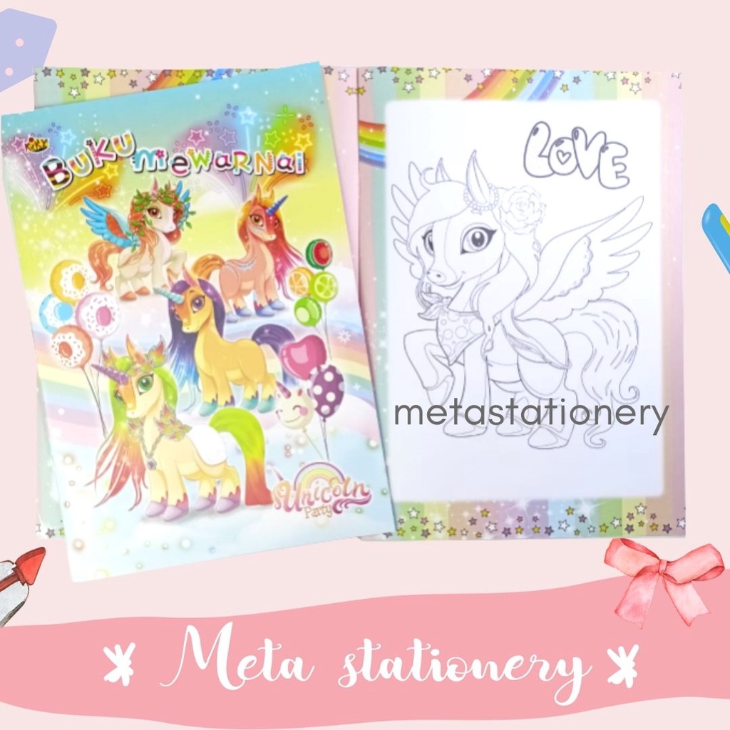 Coloring Book / Buku Mewarnai Kiky Besar 4D-Unicorn Party