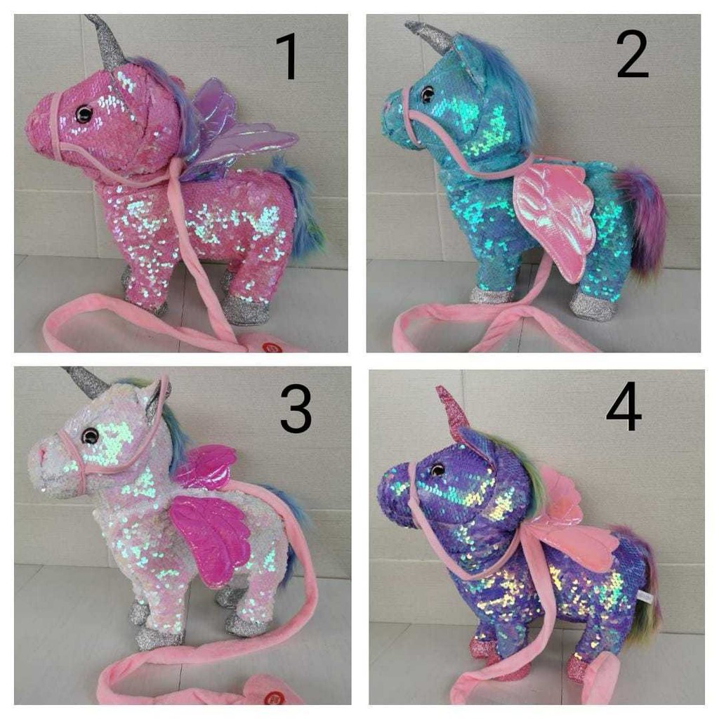 Boneka UNICORN Kuda Poni/Doggy Berjalan Walking Musik Dan Bergoyang [ MUSICAL SQUIN ] Termurah.&lt; TAMPA BOX&gt;