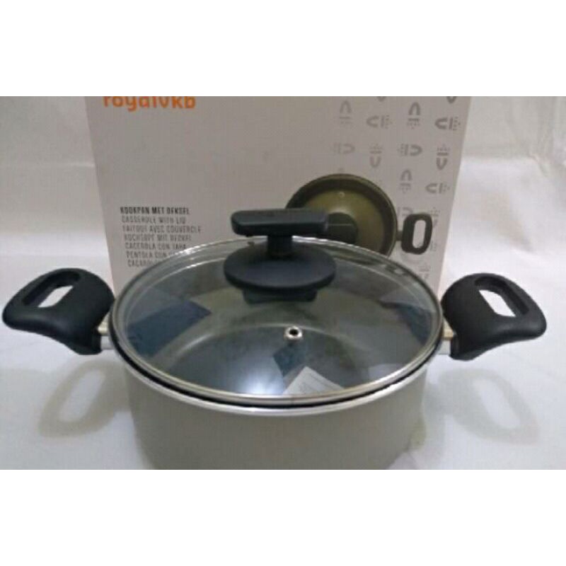 BIG SALE.PROMO TERMURAH CASSEROLE / PANCI TEFLON BERTUTUP MERK ROYAL VKB 20 cm