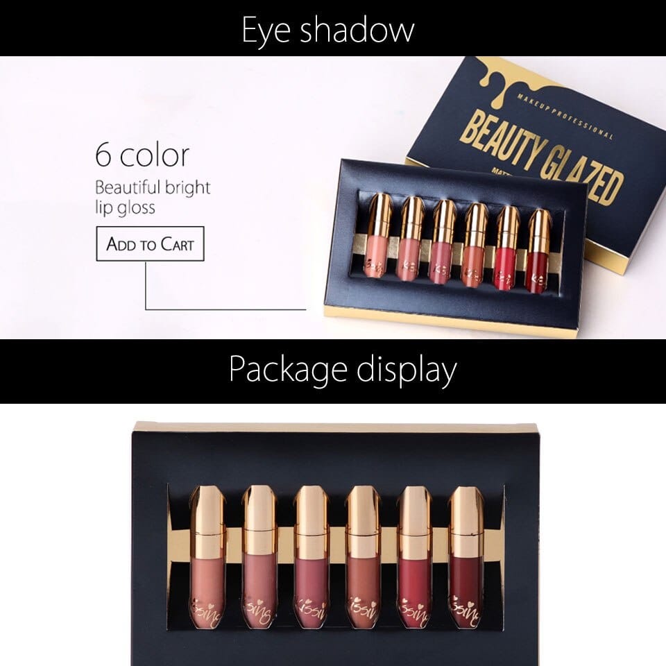 Beauty Glazed Lipgloss Set 6 Colour Beauty Glazed Lipstik Beauty Glazed Lipstick Beauty Glazed Lipcr