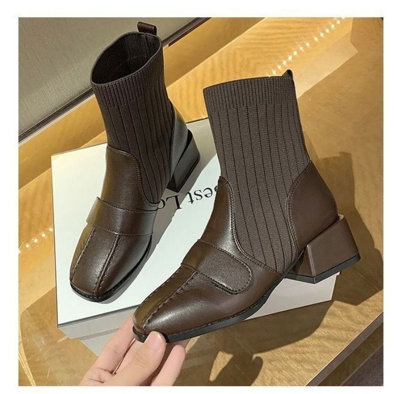 [MikanHiro Store] Sepatu Boots Wanita Brown Black Boots Women Shoes Import winter style