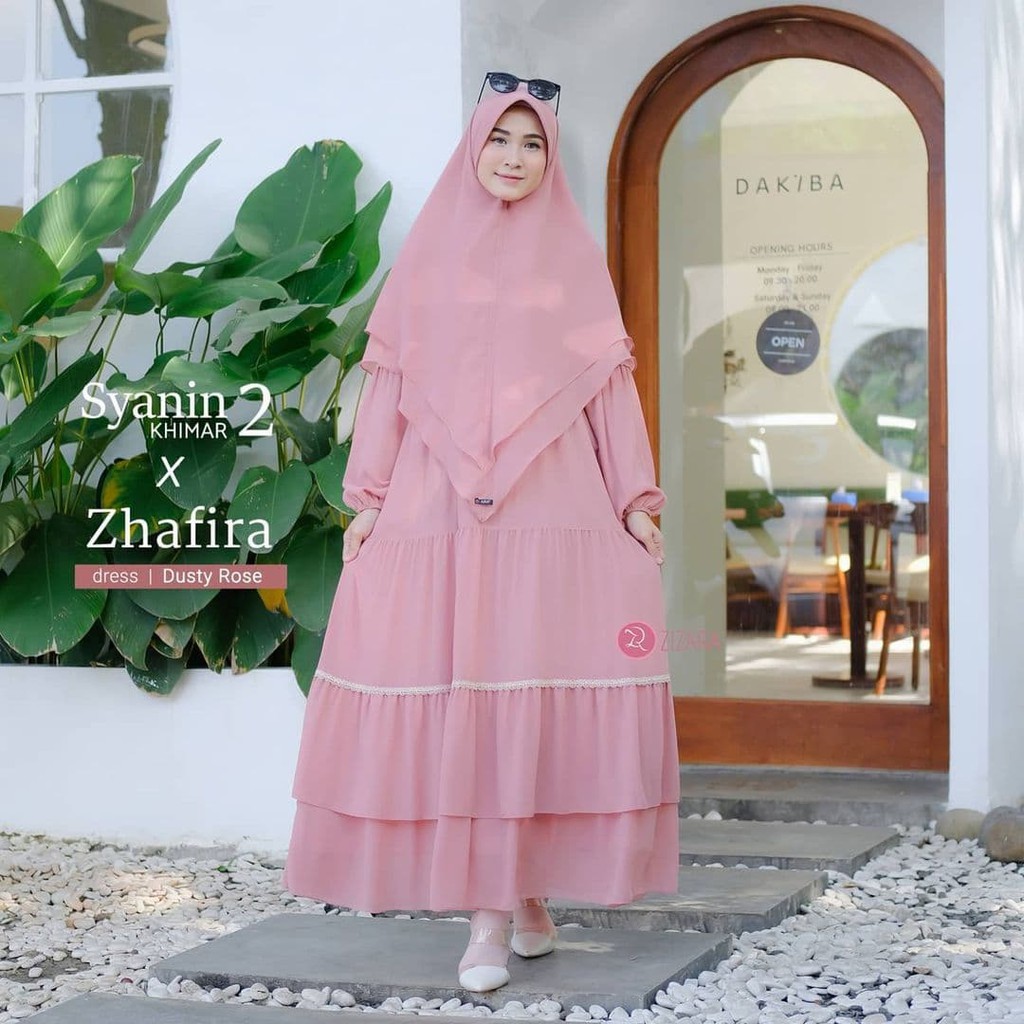 ZHAFIRA DRESS DUSTY ROSE XL || Gamis Syari Baby Doll By Zizara