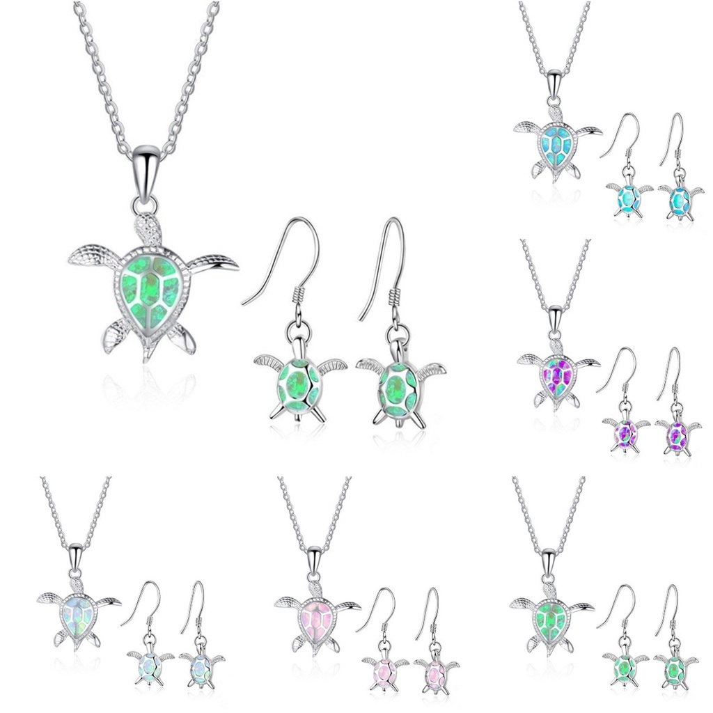 Hu Hu Hu Hu Hu Alat Bantu Pasang Kacamata♡ 3pcs / Set Anting Kalung Opal Shiny Portable Untuk Hadiah Wanita