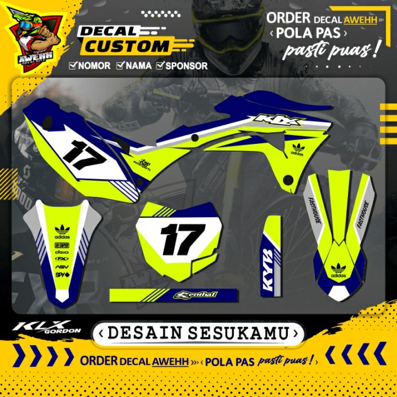 DECAL STIKER KLX GORDON - KLX DTRACKER BIRU STABILO