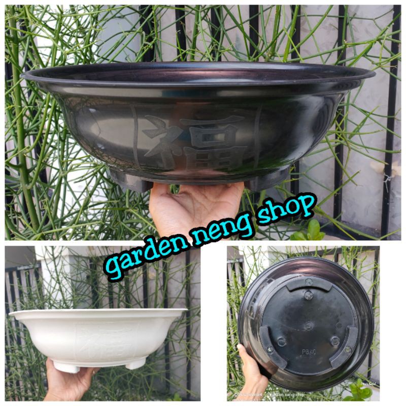 Pot Bonsai CEPER 40 cm WARNA PUTIH HITAM| Pot Tanaman Bonsai 40 cm | MurahPot Plastik