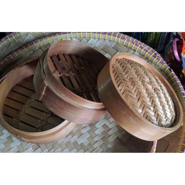 Kukusan Rantang Mangkok Tempat Dimsum - Siomay - Bakpao Bambu Set 15 cm - 3 pcs