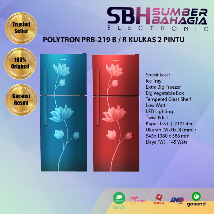 POLYTRON PRB-219 R/B KULKAS 2 PINTU (NEW) (KHUSUS BANDUNG)