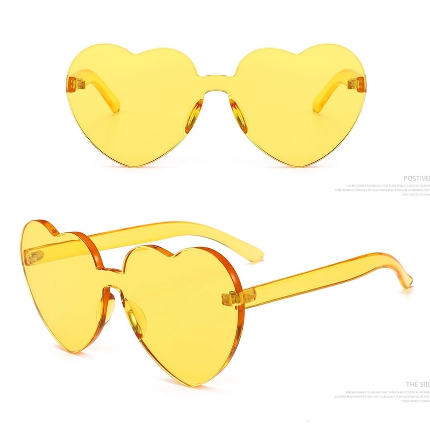 Love Heart Shaped Sunglasses Vintage Frameless Trimming Transparent Heart Glasses