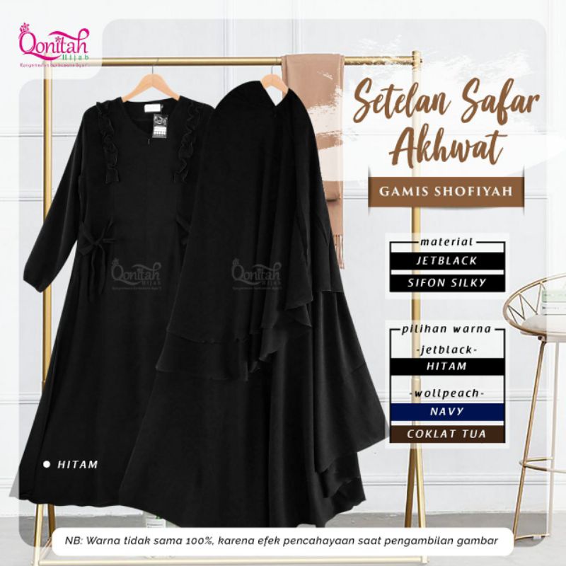 Set Gamis Akhwat Jilbab Safar Shofiyah By Qonita Hijab