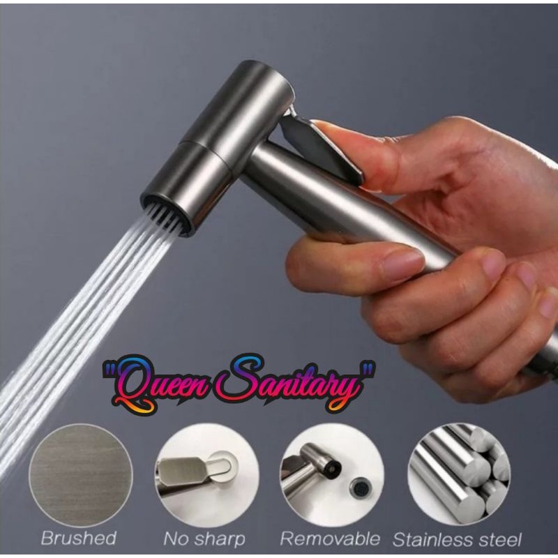 Jet Shower Full Stainless SUS 304 Anti Karat Sempotan Closet Fleksibel