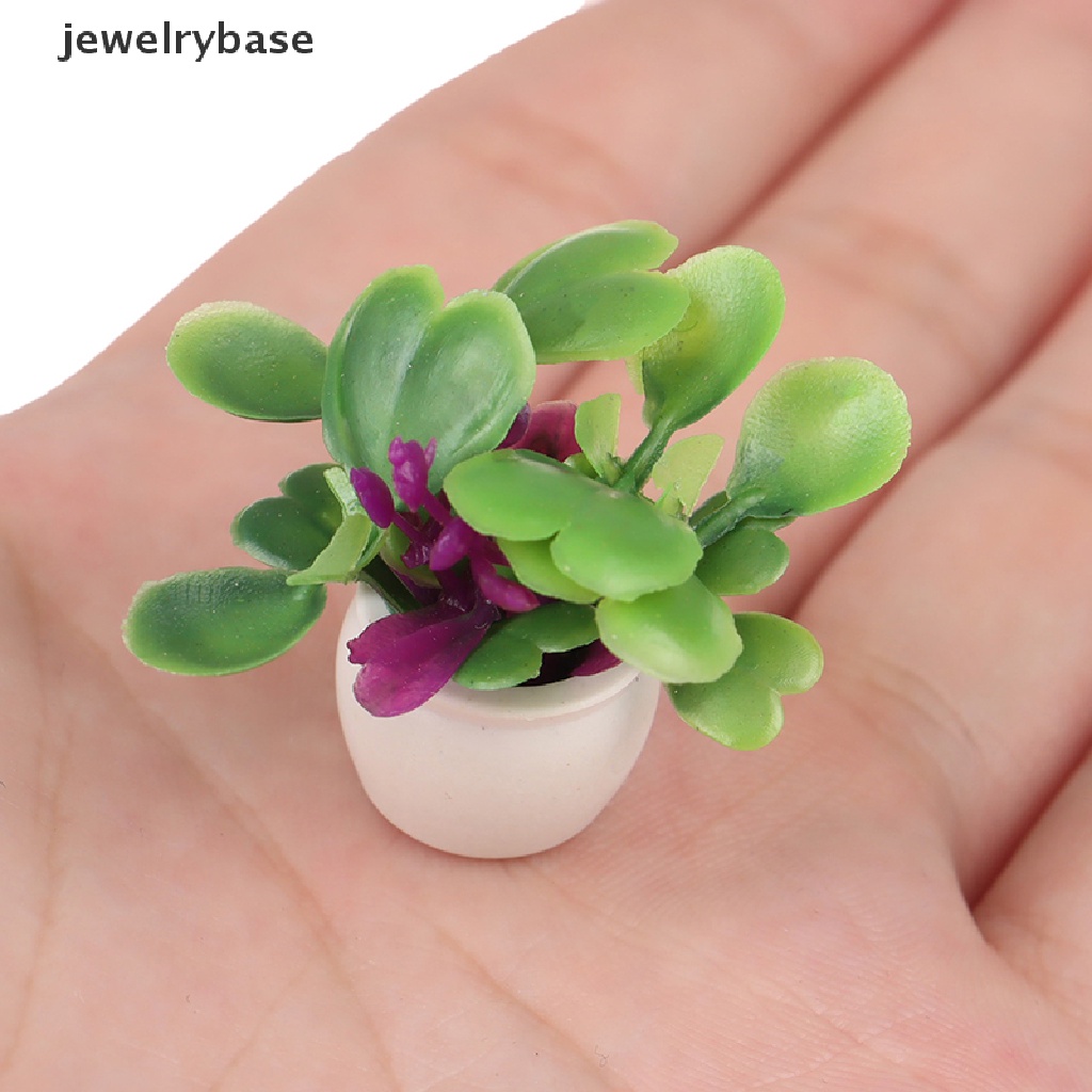 Jewelrybase Miniatur Pot Tanaman Hijau Dekorasi Rumah Boneka 1: 12