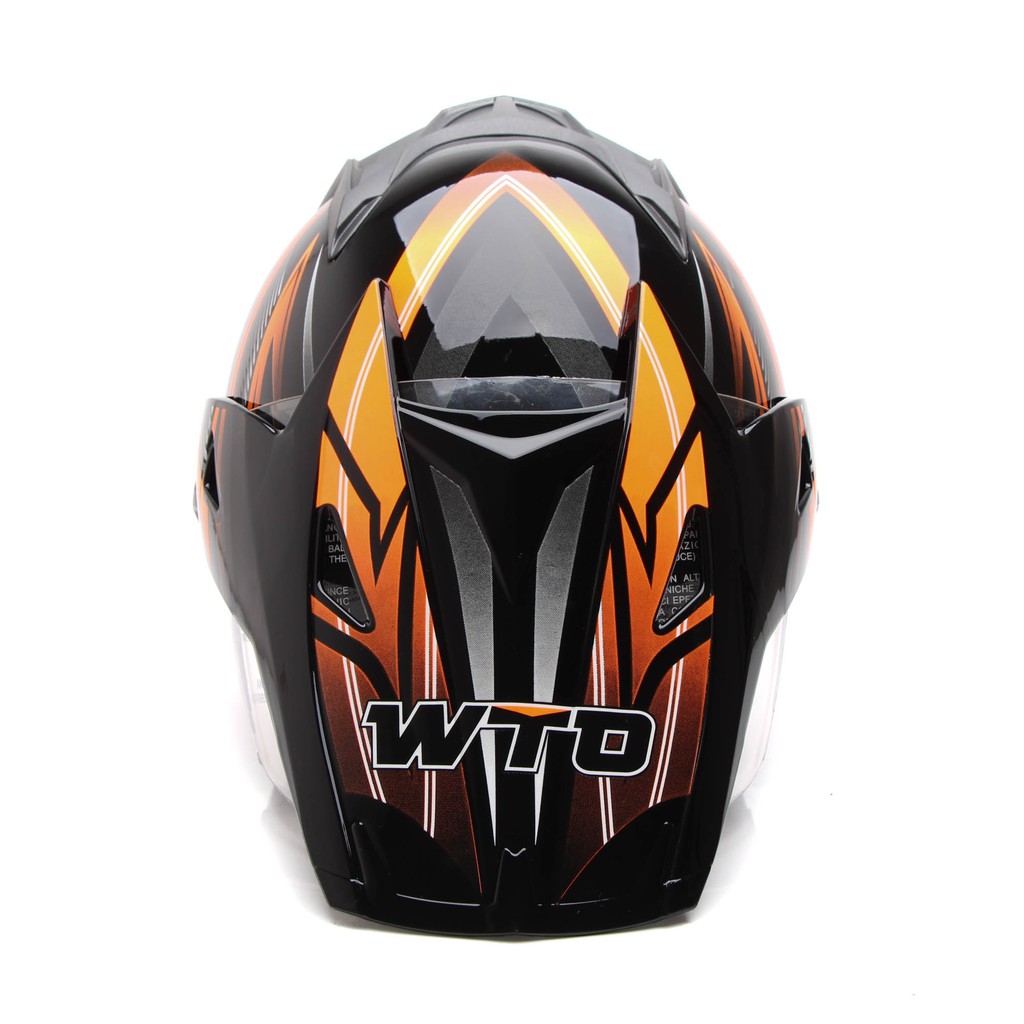 [Helm Dewasa] WTO Helmet Pro-Sight Cross - Double Visor - Hitam Oren