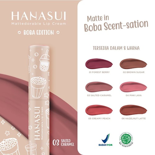NUKANUKU- [ORI] HANASUI lip Cream Boba Edition lip cream hanasui Bisa COD / lipcream / Lipcream Hana