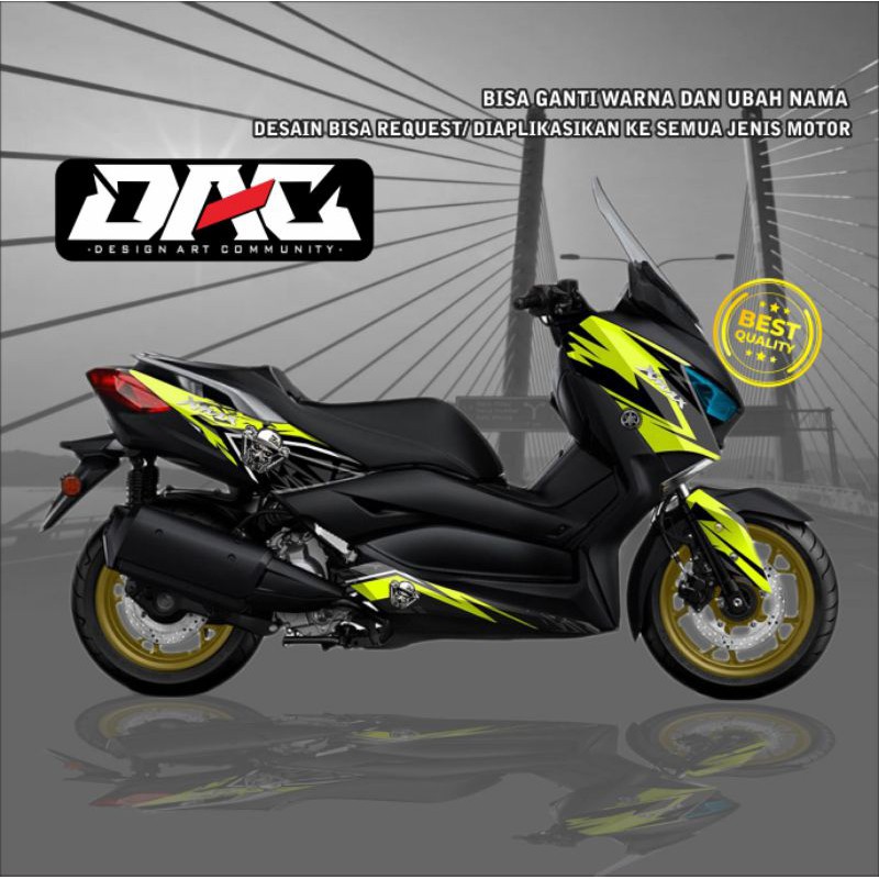 Sticker Decal XMAX grafis hitam hijau full body