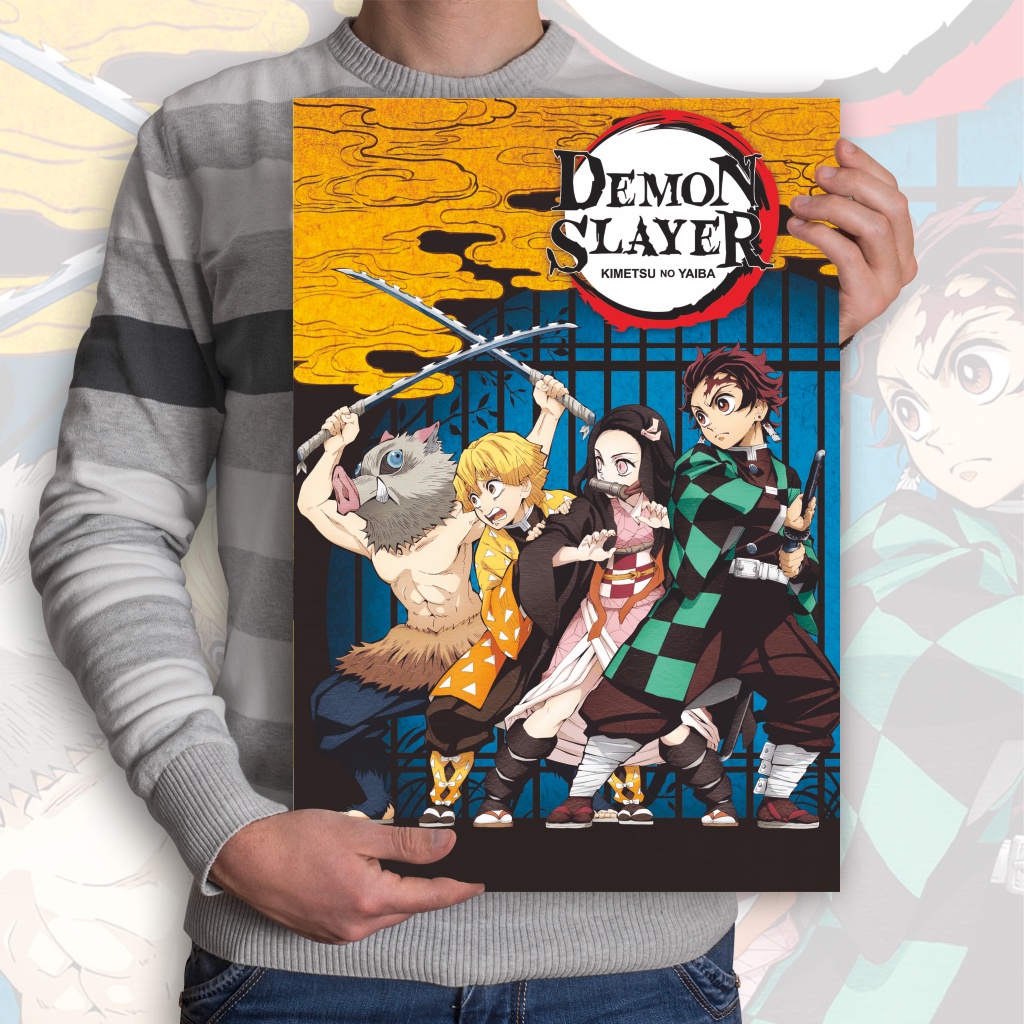 Poster Anime Kimetsu no Yaiba Demon Slayer Nezuko Tanjiro Zenitsu Giyuu Tomioka Inosuke - Size A3+-5