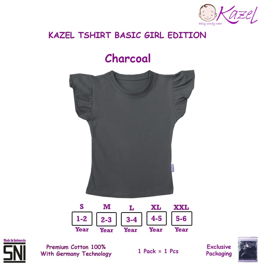 KAZEL TSHIRT BASIC GIRL KAOS ANAK MURAH BAJU ATASAN ANAK BAJU BAYI RUFFLE 0-5 Tahun