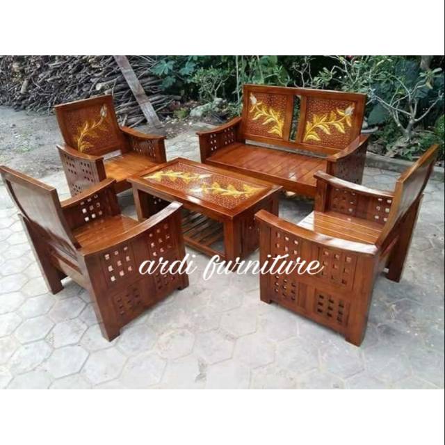 Kursi tamu ukir meja kursi kayu jati meubel jepara.