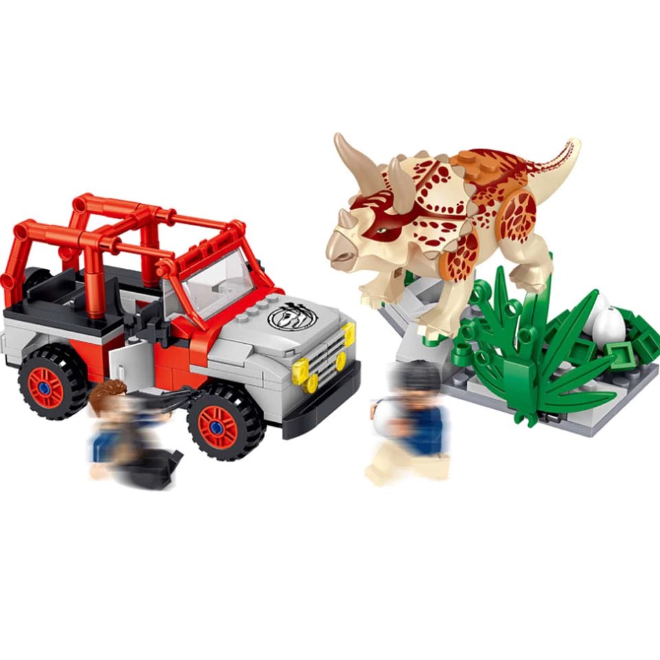 Mainan Lego Anak Jurassic World 2 Triceratops laboratory Blocks Dinosaur Figures Park Set