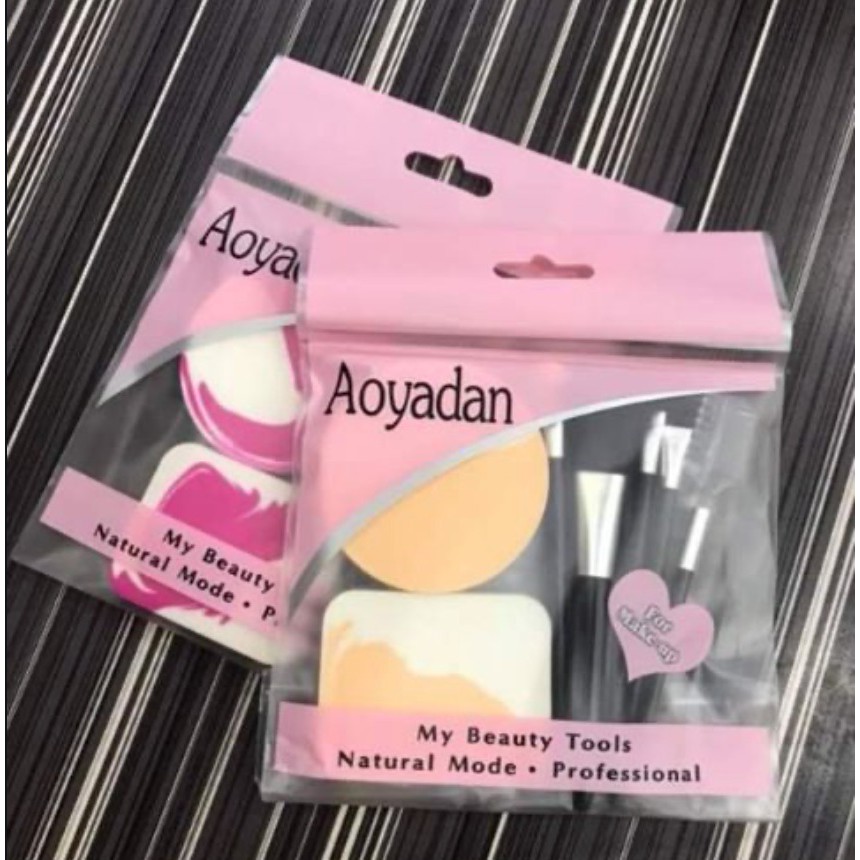 [ HARGA GROSIR ] MAKE UP BRUSH SET AOYADAN KUAS &amp; SPONGE PAKET KOMPLIT