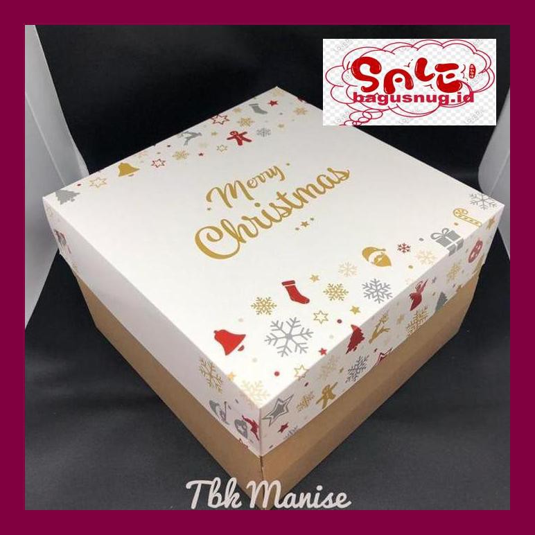 

Perlengkapan Natal -Ty- Box Kue Natal Putih 25X25X16Cm / Christmas Cake Box / Kardus Kue Natal