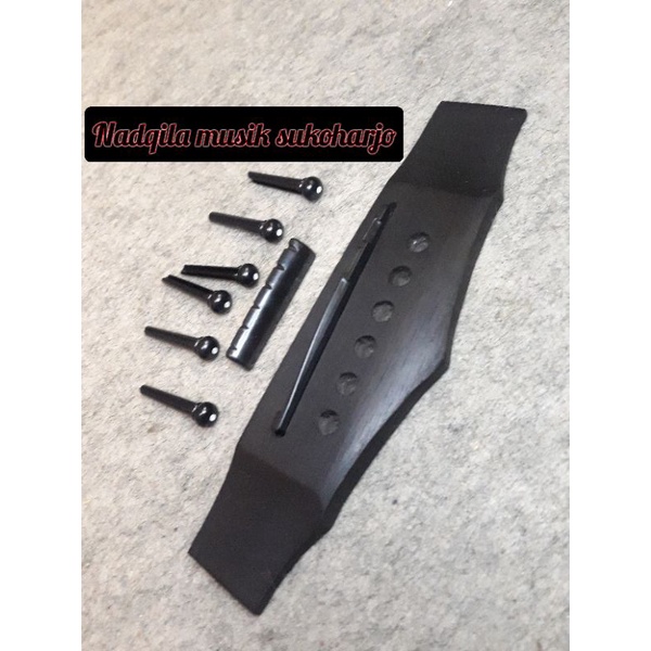 Bridge Nut Saddle Knip Variasi Custom Black Edition Gitar Akustik Elektrik 1Set