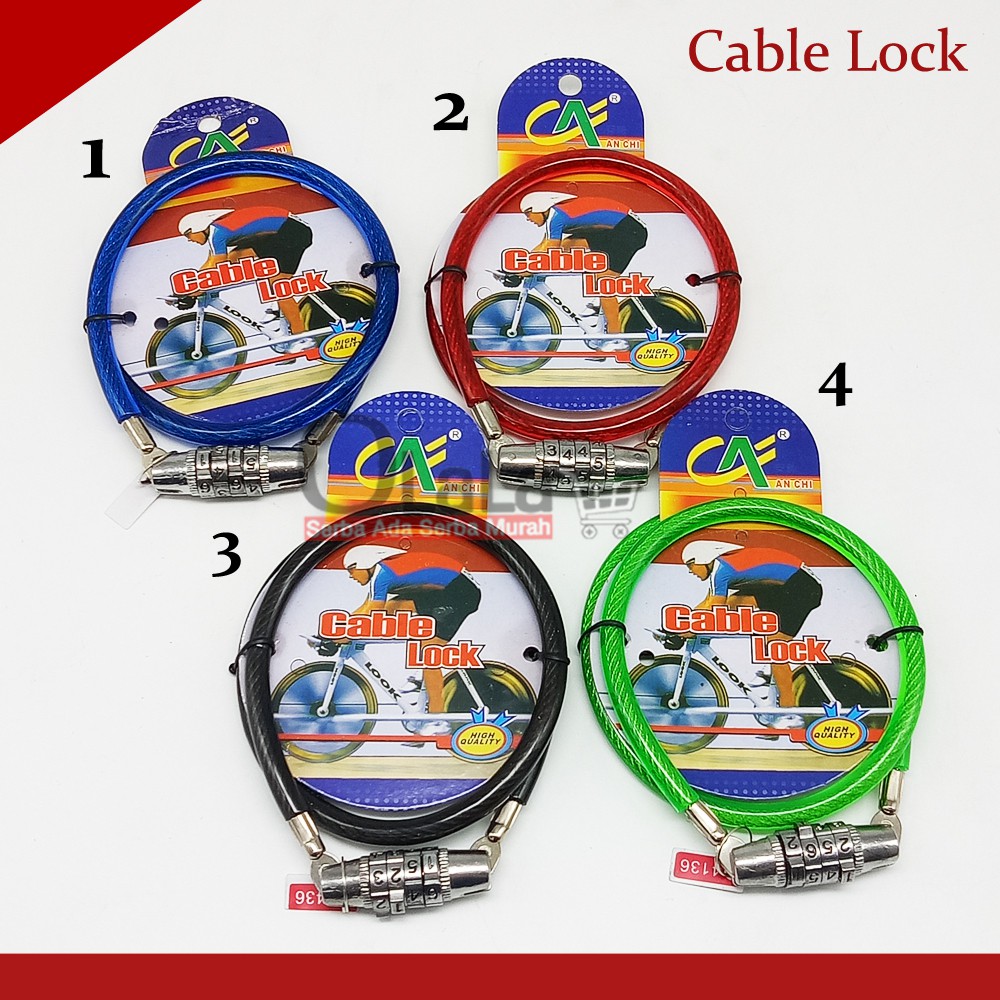 Cable Lock - Gembok Kabel Pin - Gombok Helm sepeda motor - Menggunakan KODE Kunci PIN 206