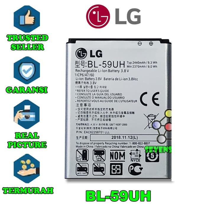 Baterai LG BL-59UH / G2 Mini D620 D618 Lucid 3 Original 100%