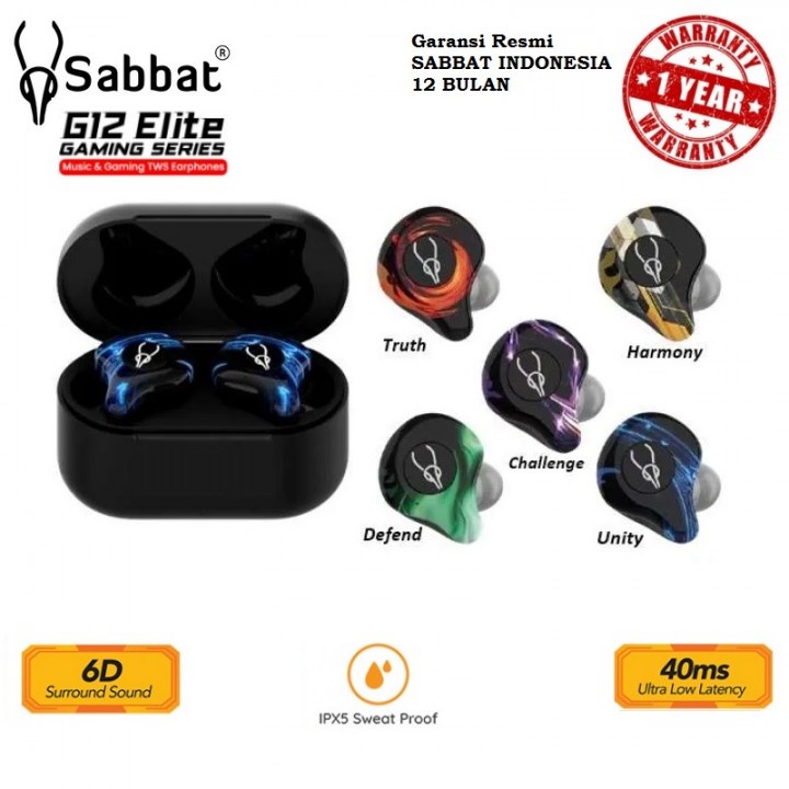 PS5868 SABBAT G12 ELITE GAMES SERIES - Low-Latency Bluetooth 5.0 TWS Earphone