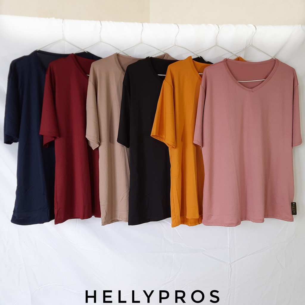 Tshirt polos wanita bahan Stella Uk JUMBO V-neck