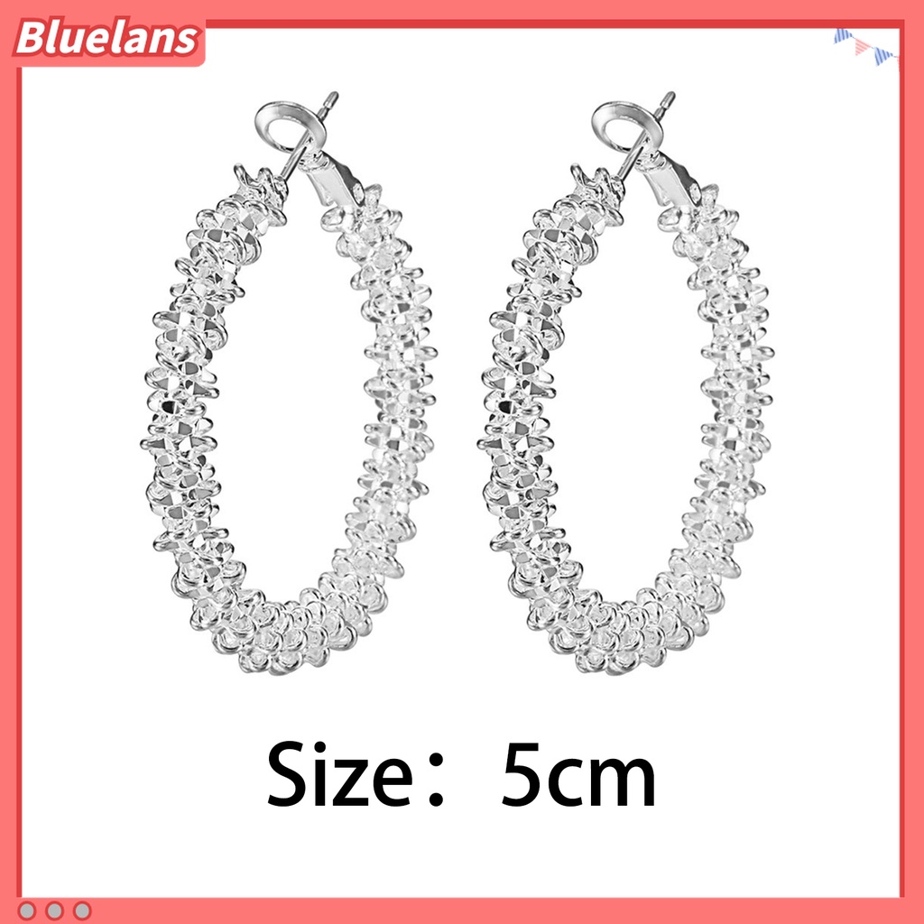 Bluelans Anting Hoop Lapis Silver Anti Karat Untuk Wanita