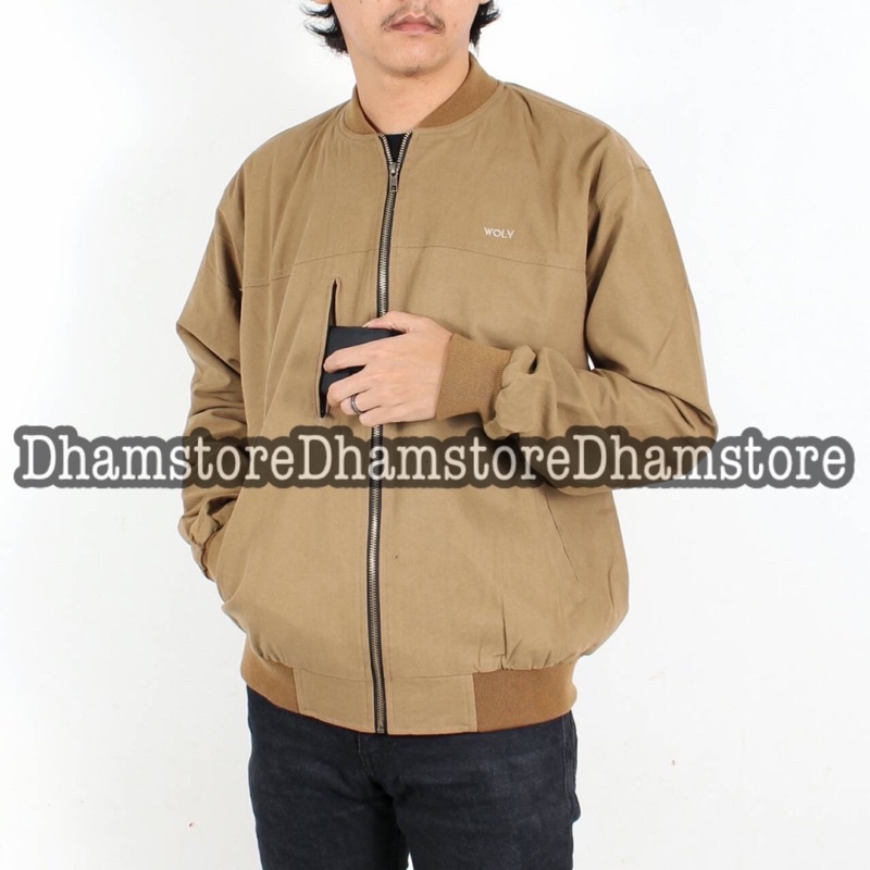 ORIGINAL WOLV Jaket Bomber Canvas Jaket Wolv Caramel