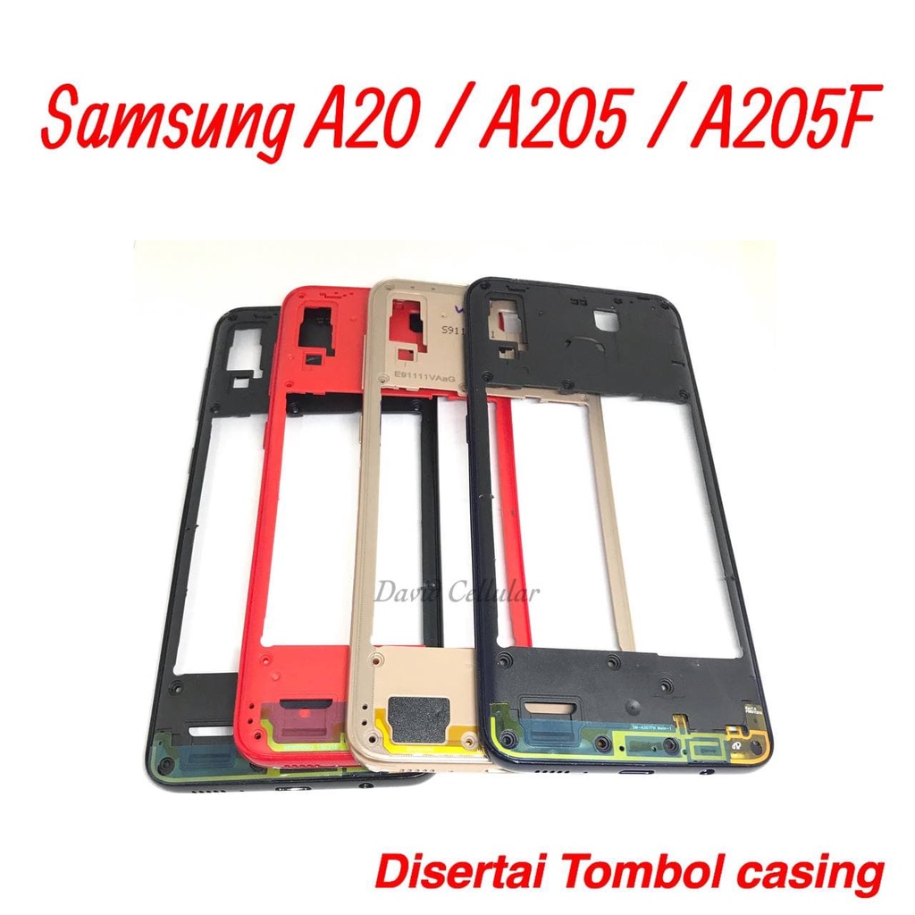 BEZEL SAMSUNG A20 / A205 / A205F - TUTUP MESIN DISERTAI TOMBOL CASING
