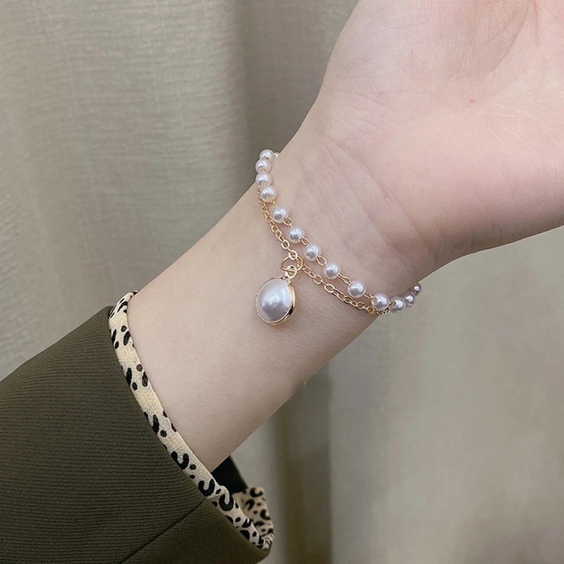 Gelang Mutiara Double Layer Gaya Korea Untuk Wanita