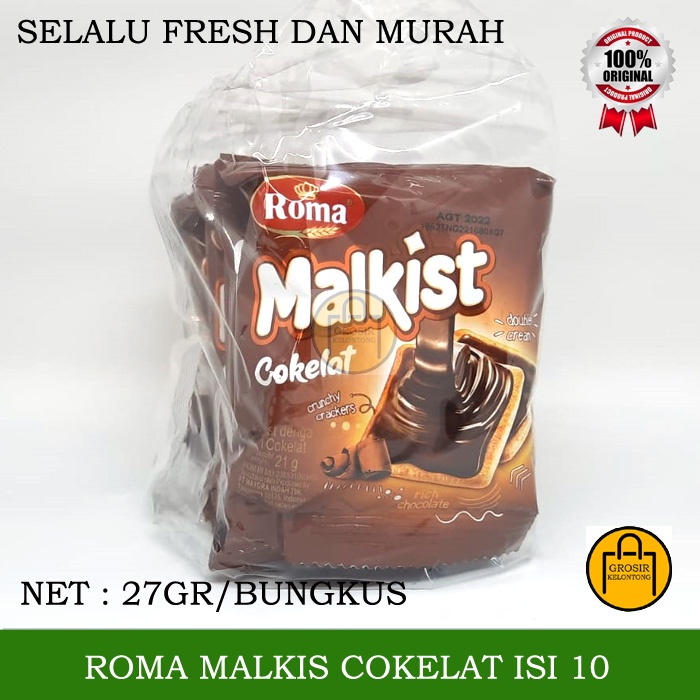 

ROMA MALKIS ISI 10 BUNGKUS RASA COKELAT ORIGINAL ABON BISKUIT CRACKER KRAKER ROMA