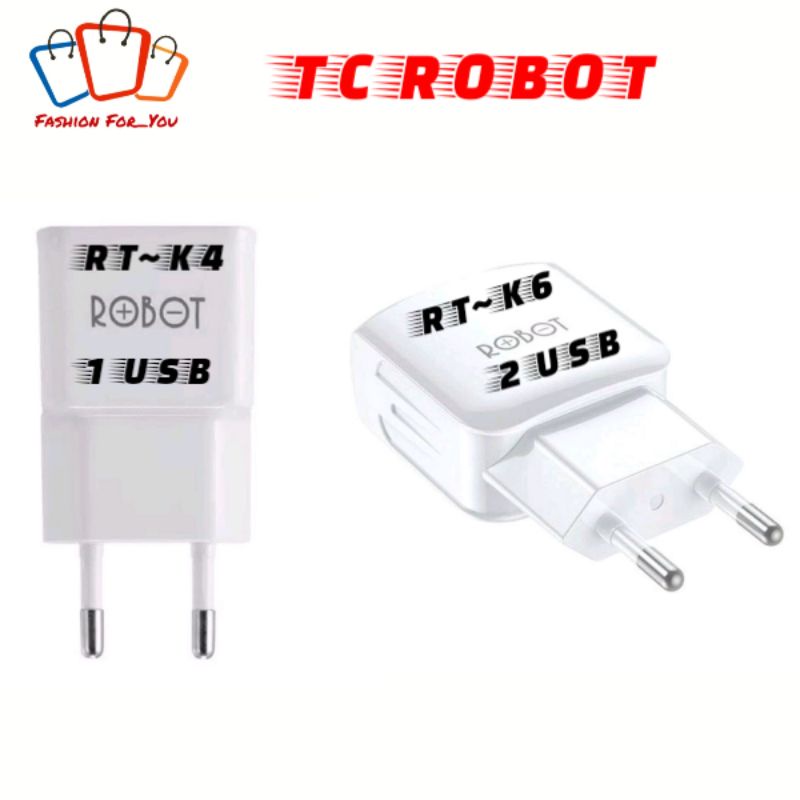 Batok Robot Adapter Charger RT-K6 2Usb 2.4A RT-K4 1Usb 1A Original Wook