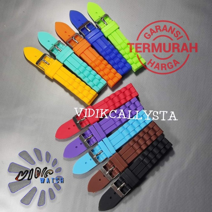 Strap Tali Karet Lentur Jam Tangan Strap Rubber silicone 18mm warna 18 MM