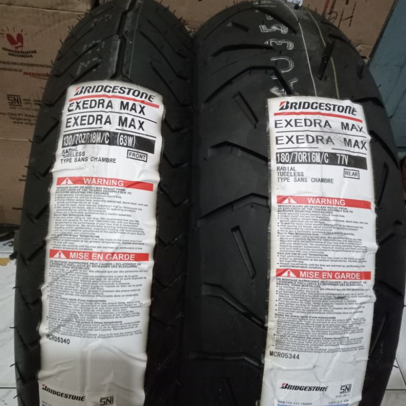 paketan ban luar battlax exedra max UK 130/70-18 & 180/70-16 tubeless