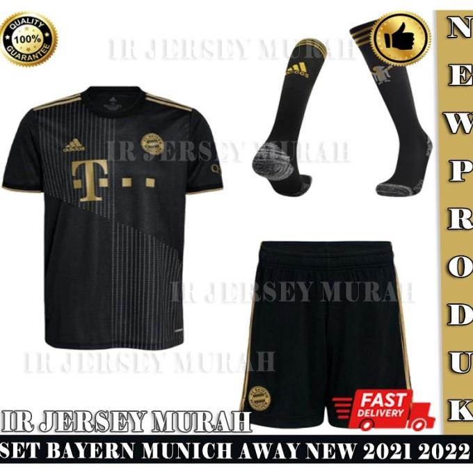 SETELAN JERSEY SEPAK BOLA BAYERN MUNCHEN AWAY HITAM TERBARU 2021 2022 SGFD5436VE