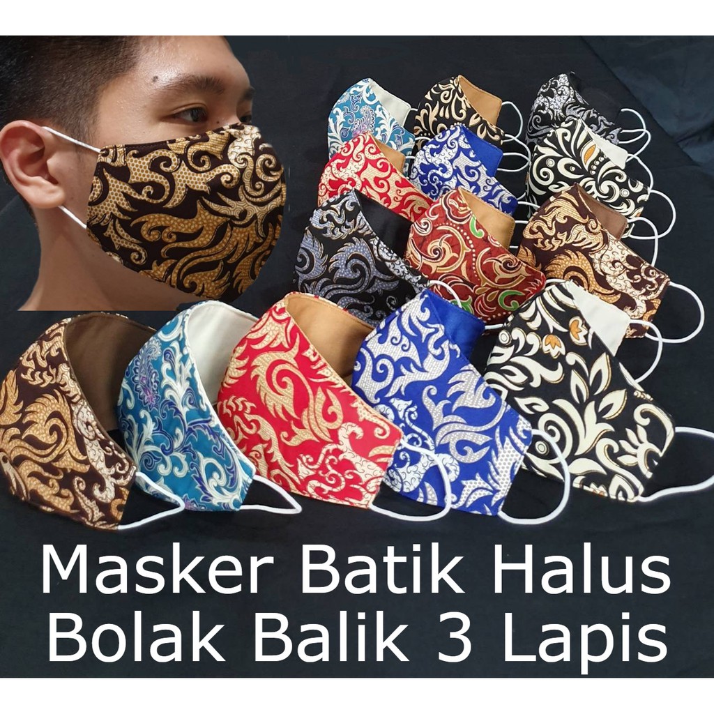  Masker  Batik  3 Lapis Bisa  Bolak Balik Shopee Indonesia 
